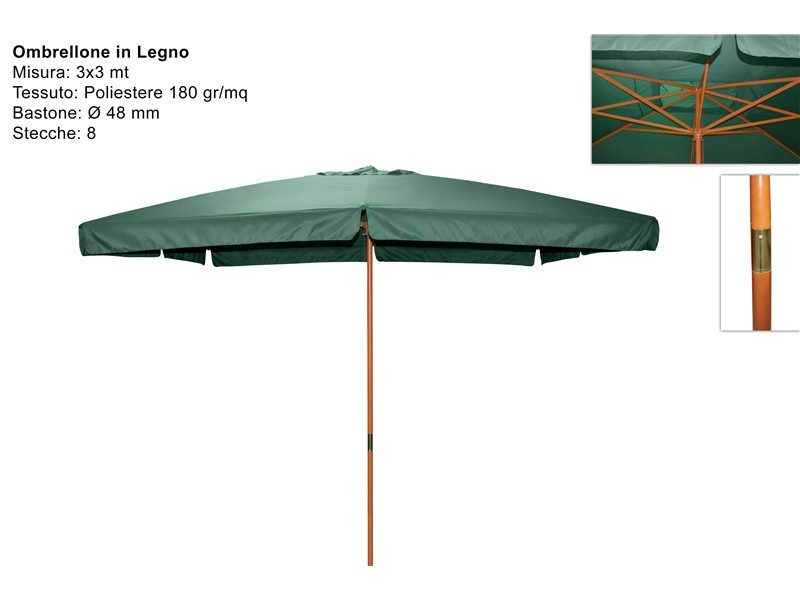 OMBRELLONE LEGNO VERDE 3X3 VERDE