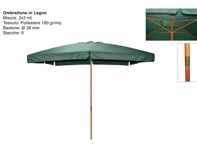 OMBRELLONE LEGNO VERDE 2X3 VERDE