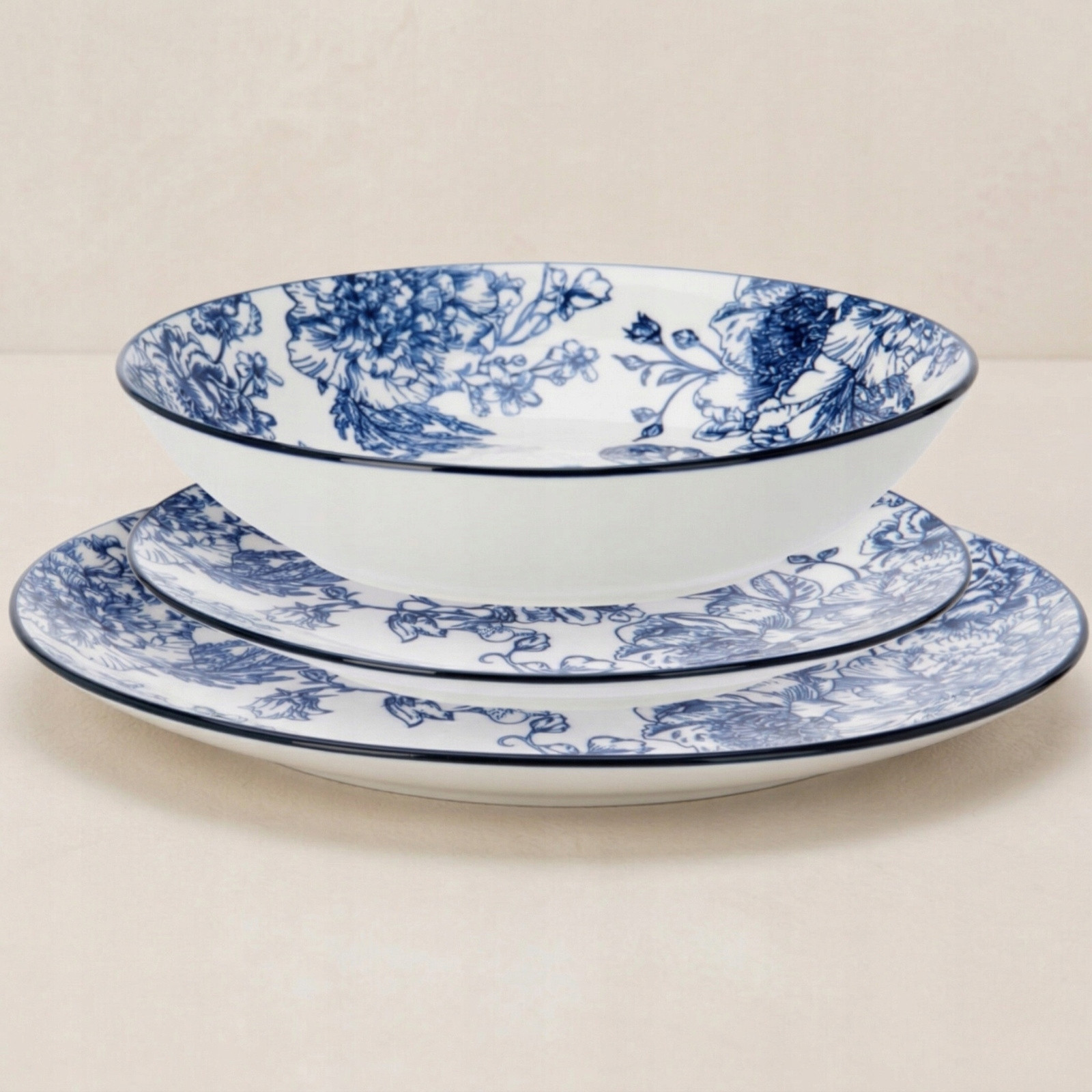 SERVIZIO DA TAVOLA PORC.FLOREALE PZ.18 BLU