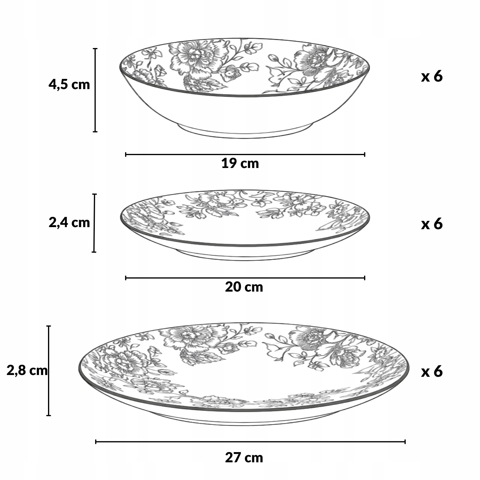 SERVIZIO DA TAVOLA PORC.FLOREALE PZ.18 BLU