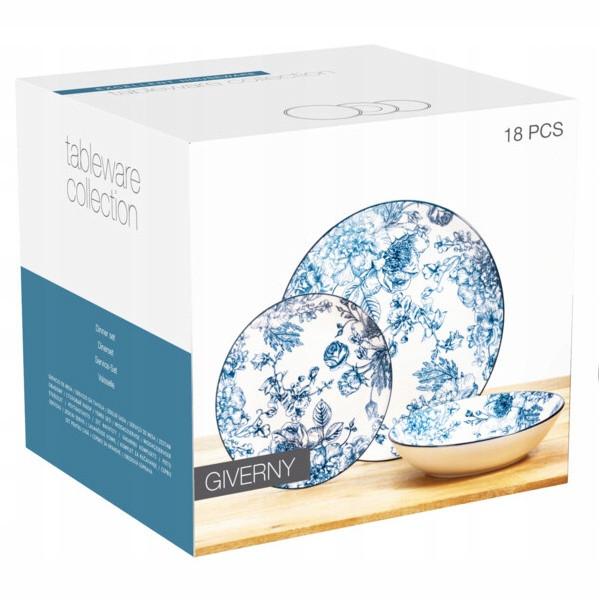 SERVIZIO DA TAVOLA PORC.FLOREALE PZ.18 BLU