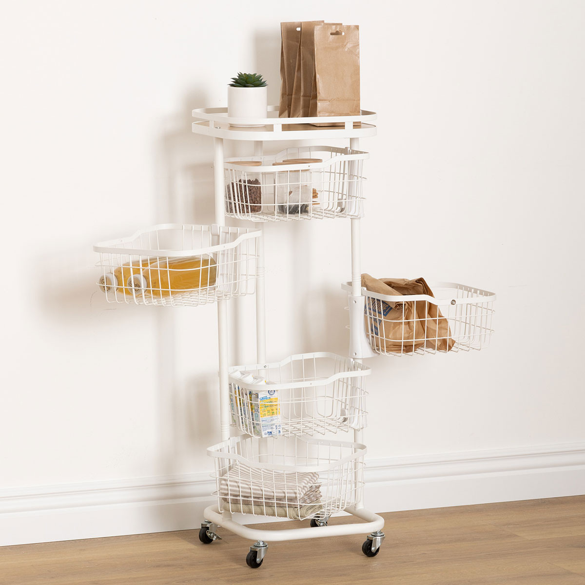 CARRELLO 5P CM.34.5X31X91H MDF/METALLO BIANCO