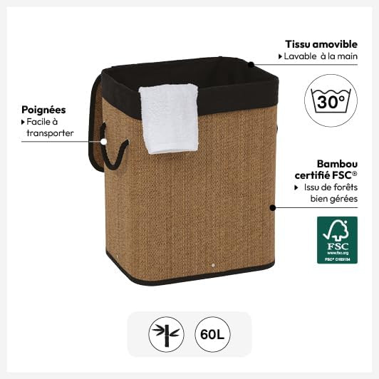 CESTO PER BIANCHERIA 100L.BAMBU