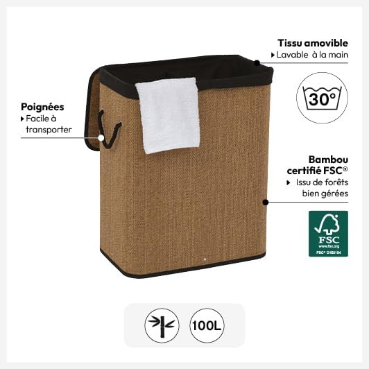 CESTO PER BIANCHERIA 60L.BAMBU