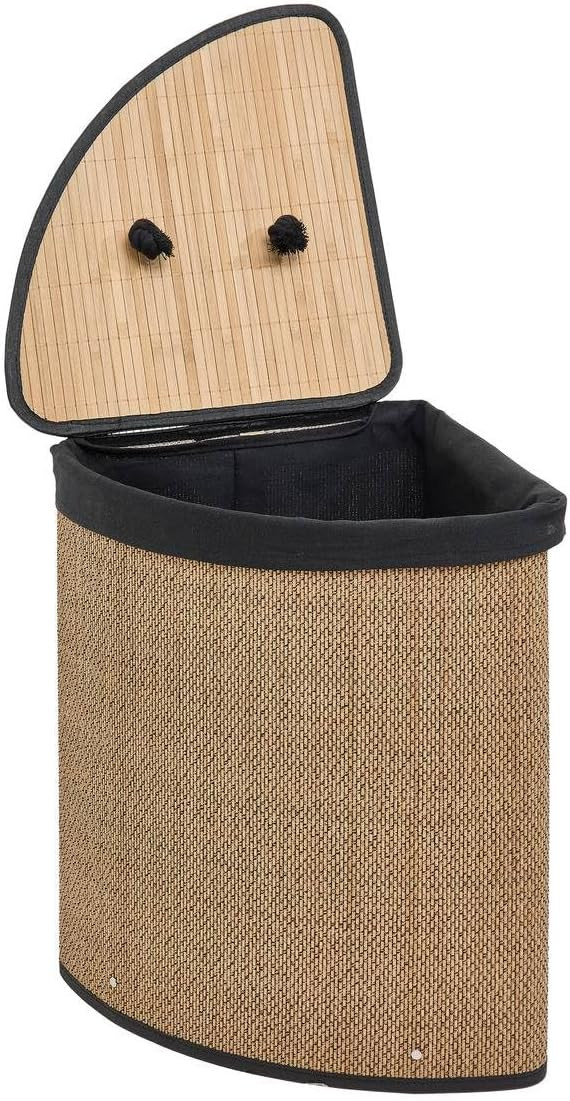 CESTO PER BIANCHERIA ANGOLARE 48L.BAMBU