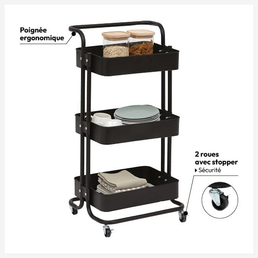 CARRELLO C/RUOTE METALLO 3P. NERO