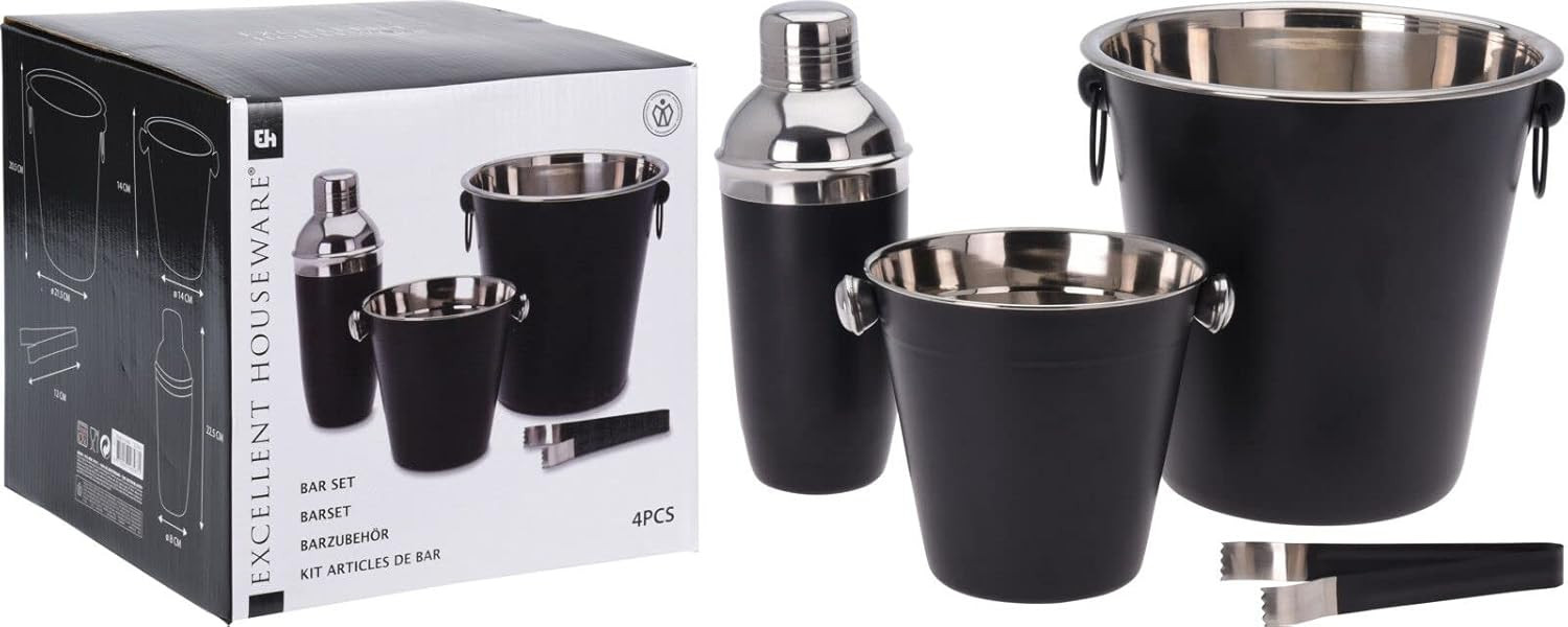 SET4 COCKTAIL IN ACCIAIO INOX NERO