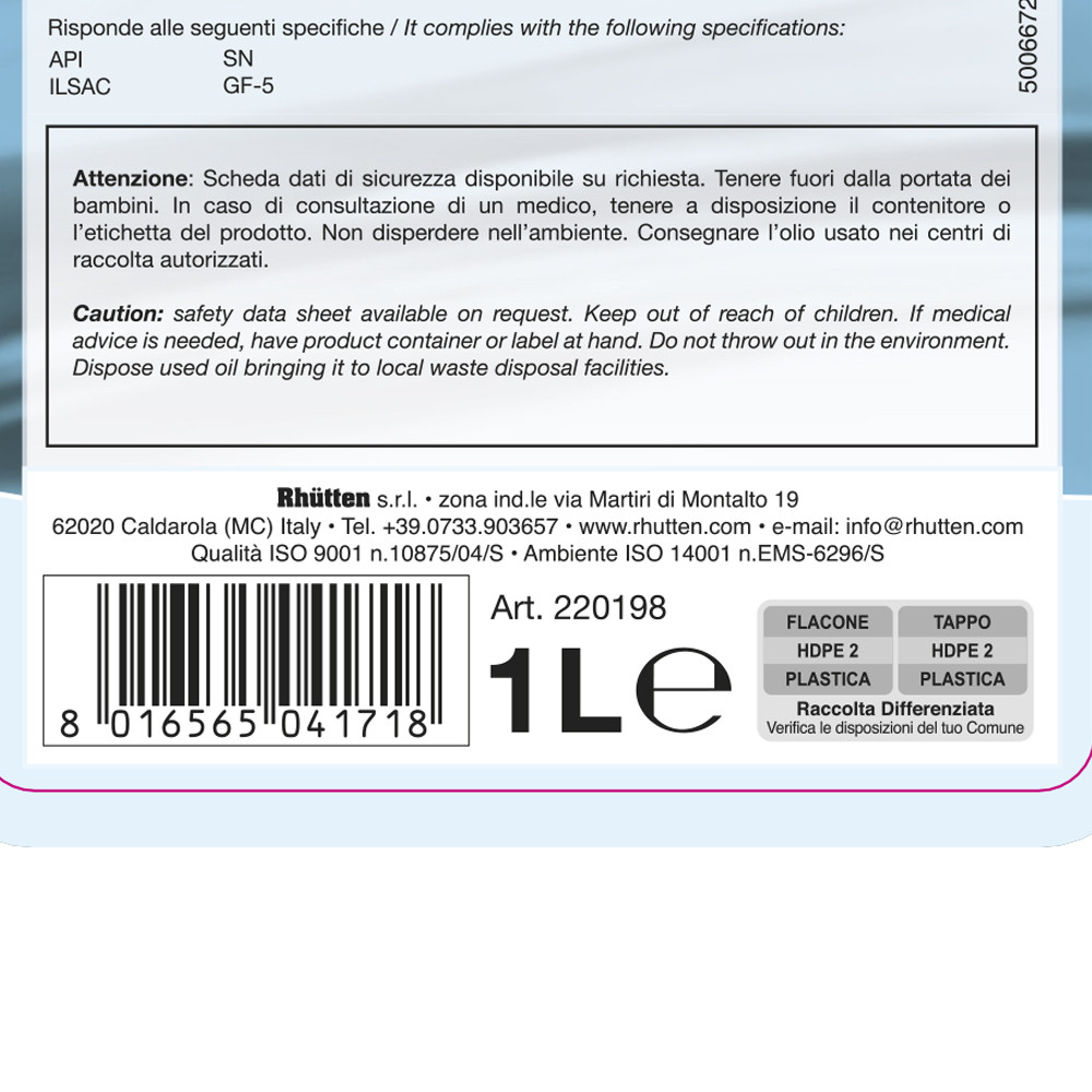 OLIO MOTORE AUTO OW-20 LT.1