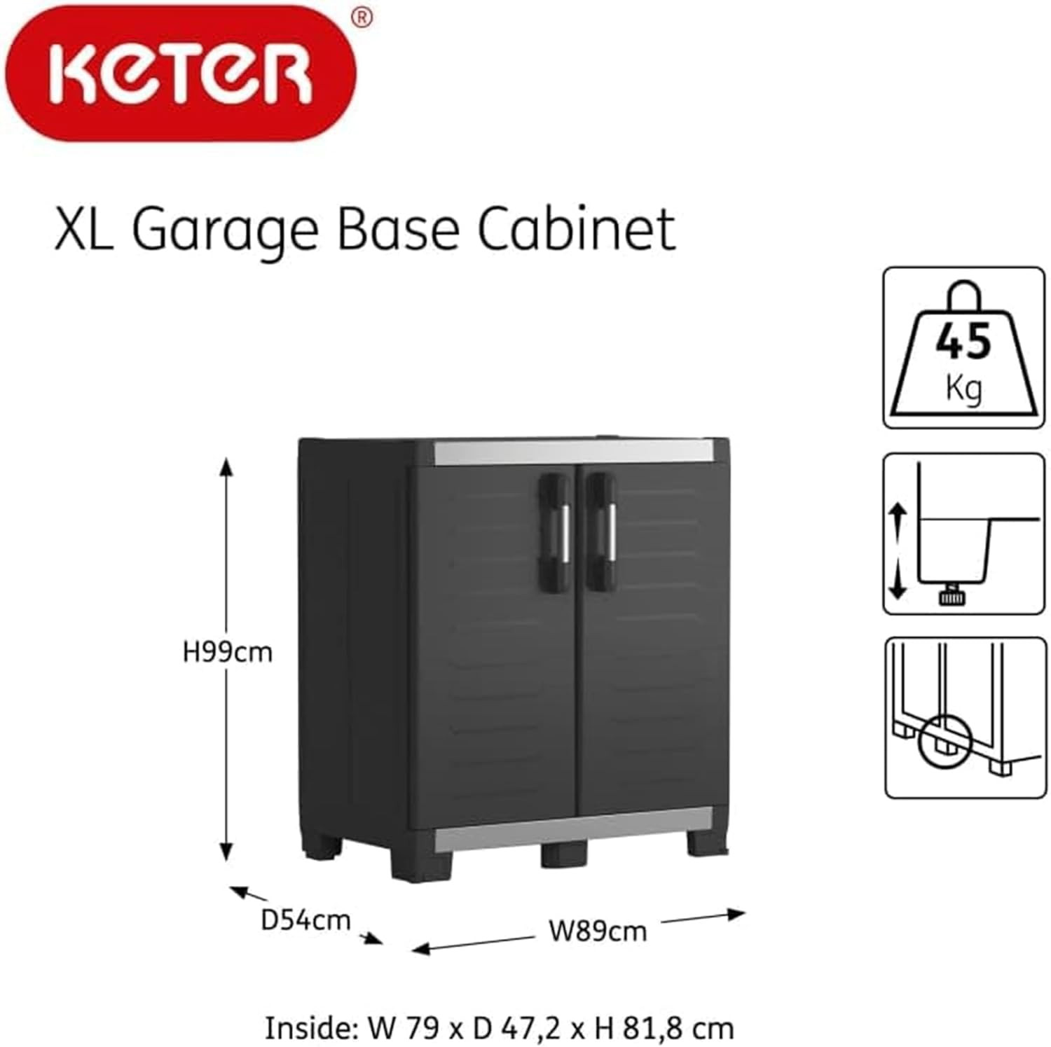 ARMADIO XL GARAGE BASSO 89X54H99 NERO