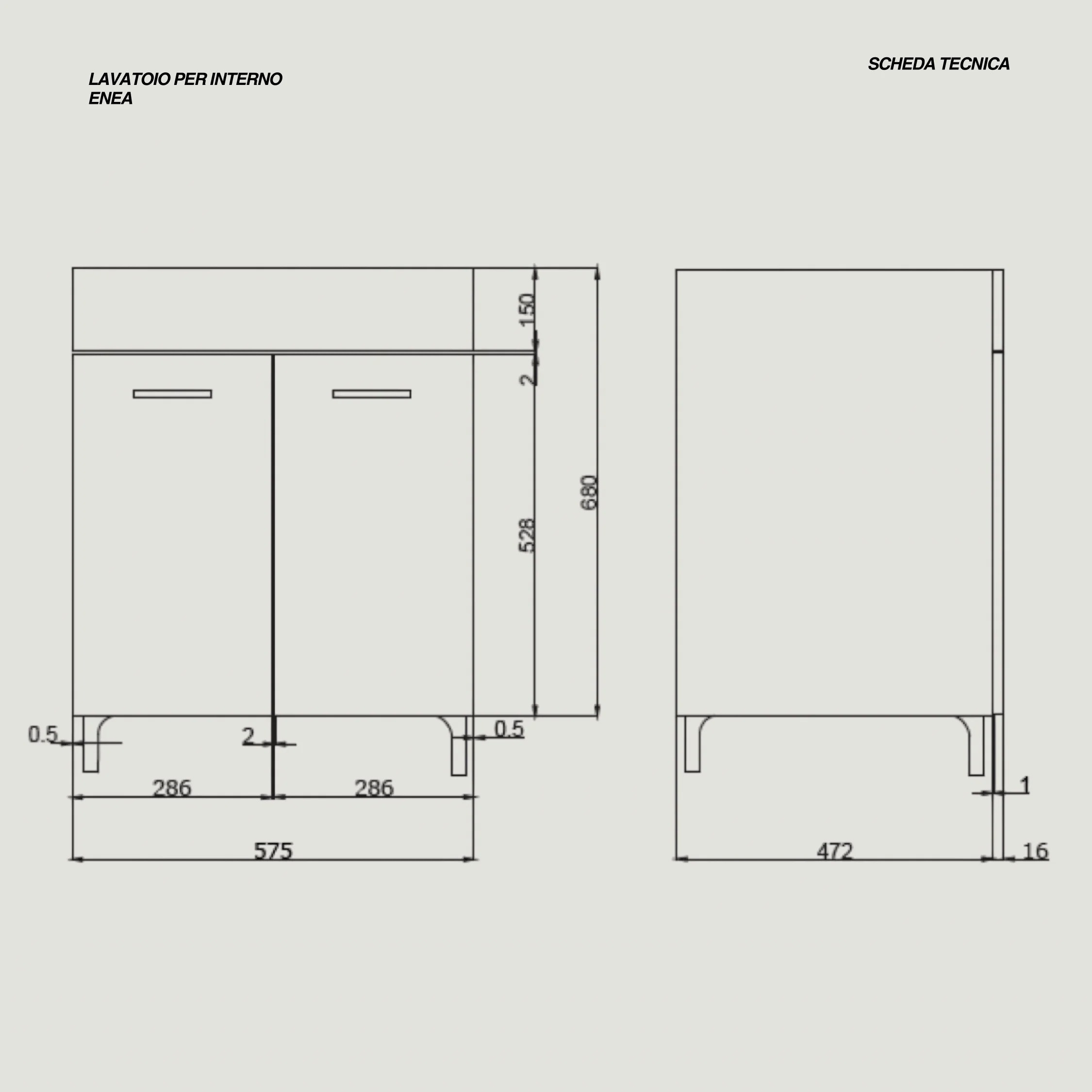 LAVATOIO 2A CM.60X50 ROVERE GHIACCI