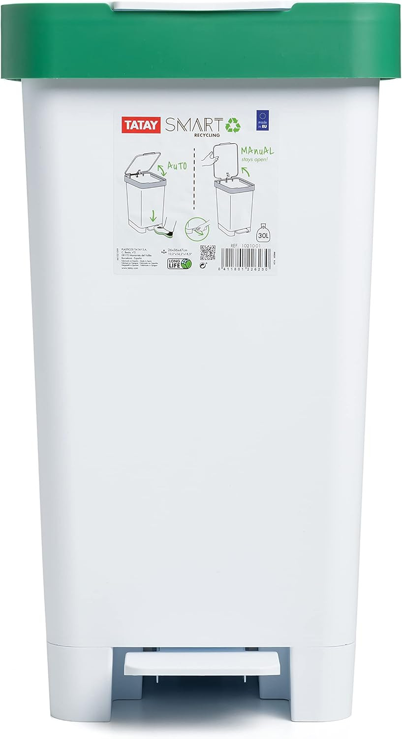 PATTUMIERA A PEDALE 25LT SMART BIANCA&VERDE