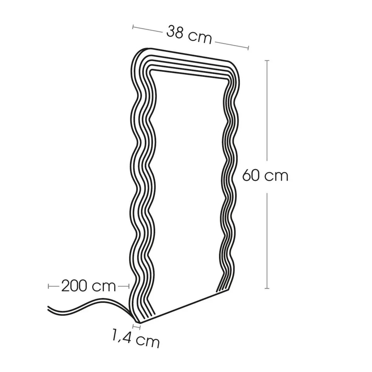 SPECCHIO PARETE NEON LED CM.60X38
