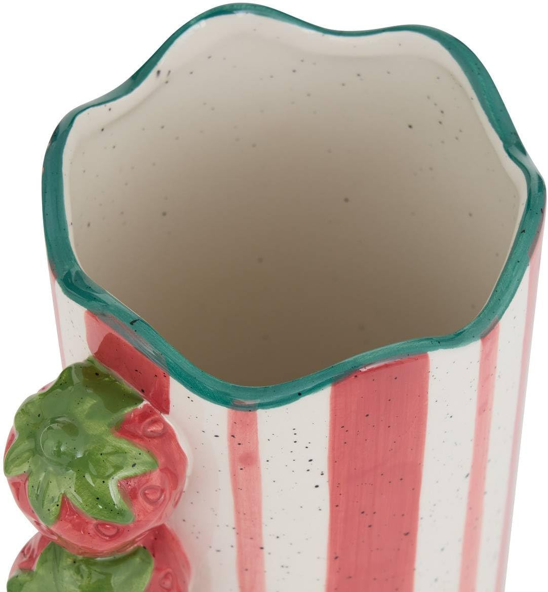 VASO FRUITY H.23 CERAMICA RIGATO BIANCO/ROSSO