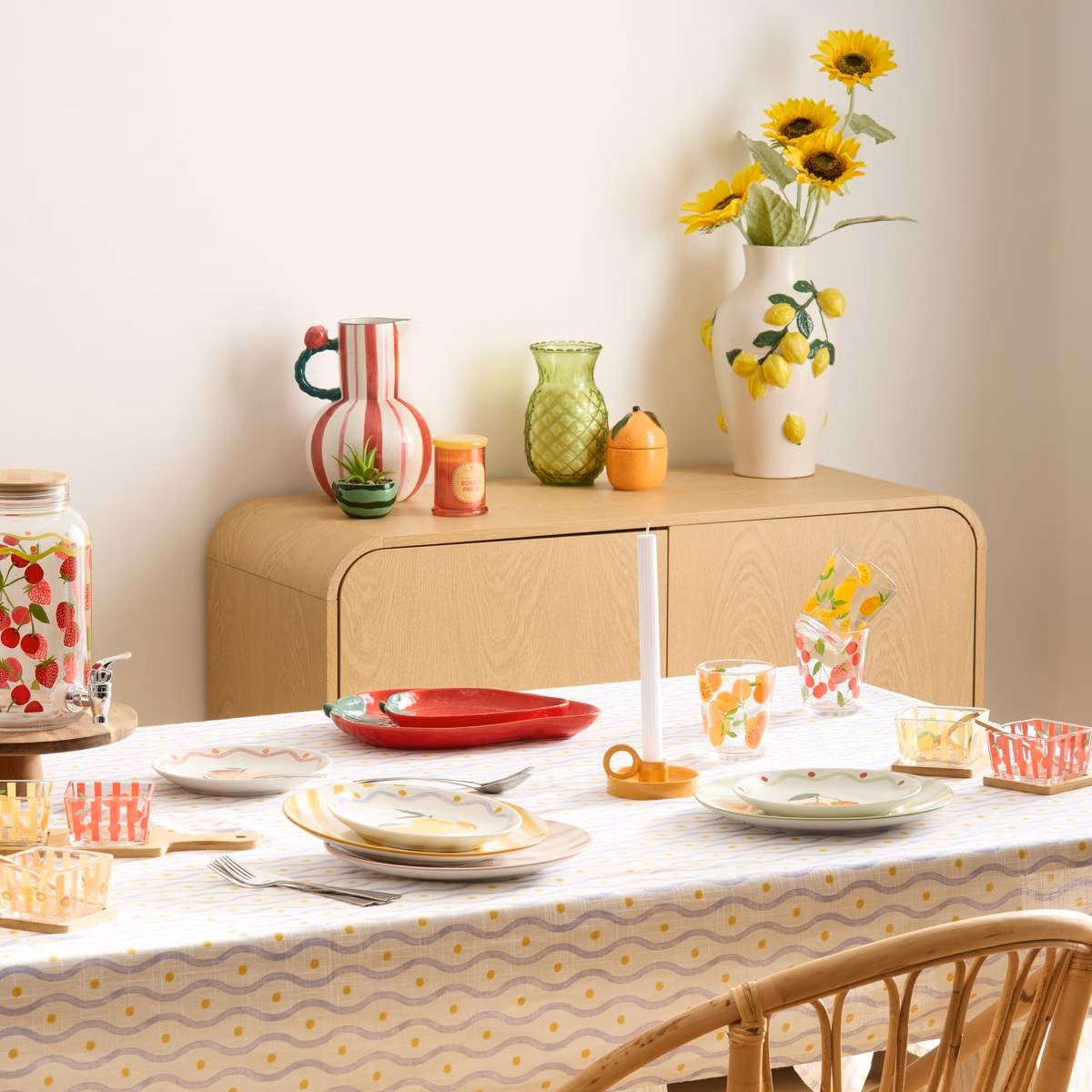 VASO FRUITY H.25 CERAMICA RIGATO BIANCO/ROSSO