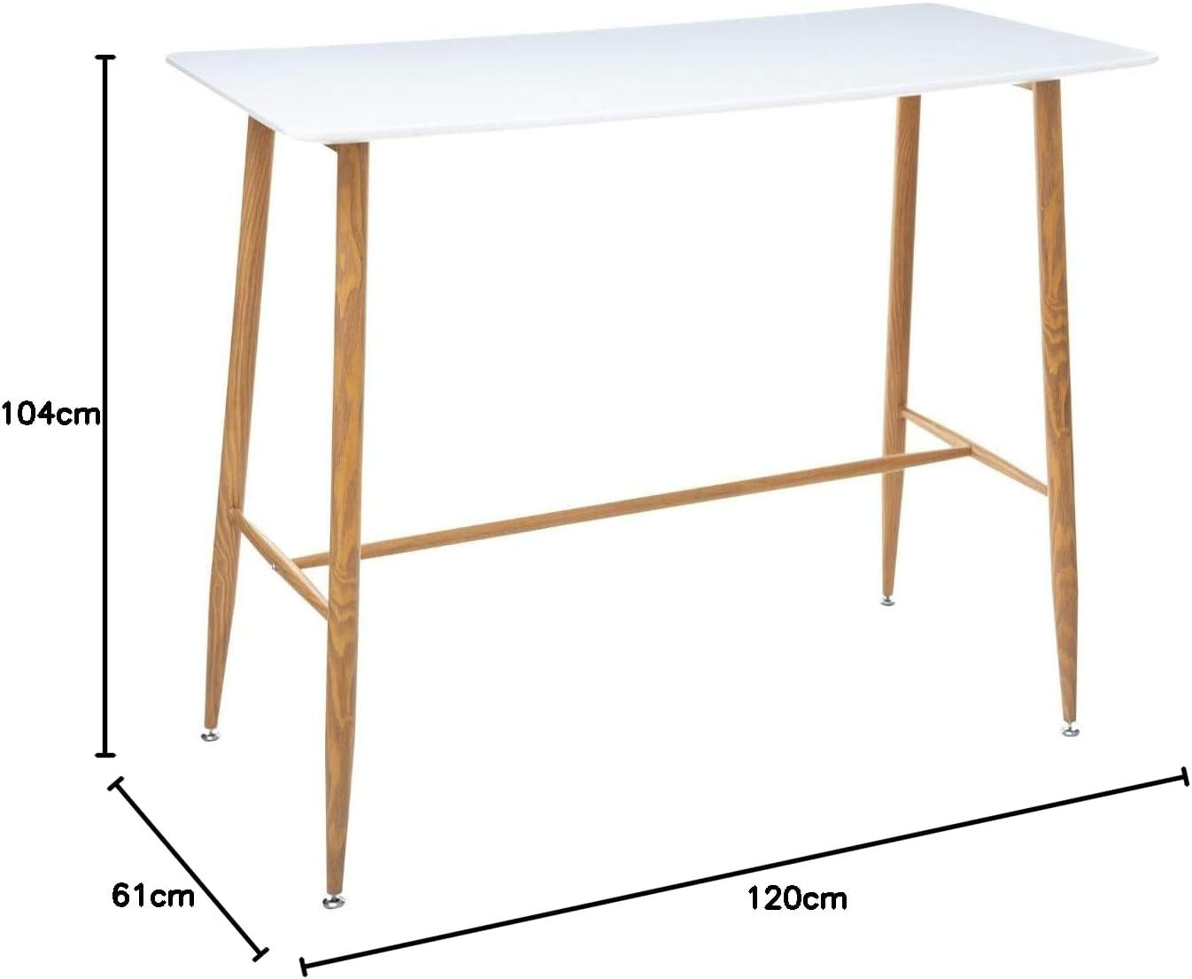 TAVOLO DA BAR ROKA 120X60X104H BIANCO PIEDI LGN