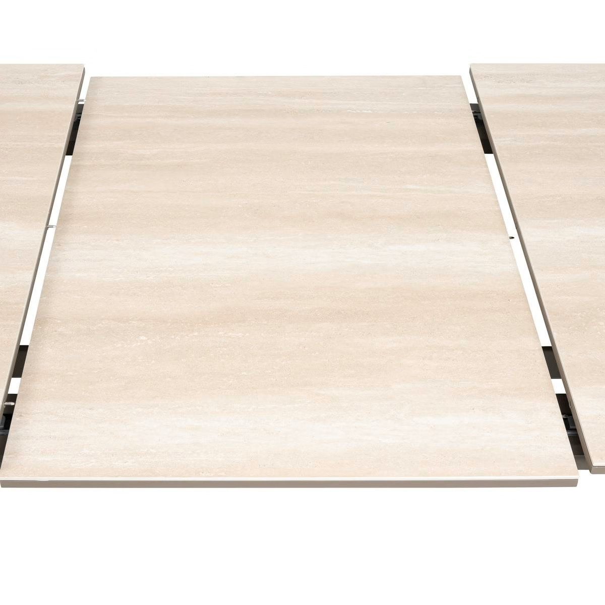 TAVOLO ALLUM.&PIETRA CM.259-339 C/6 POLTRONE CAFFE