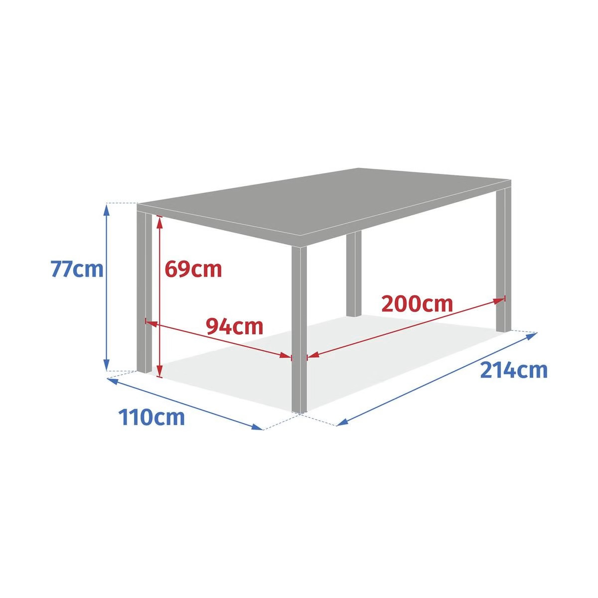 TAVOLO CM.214-274X110 CON 6 POLTRONE GRAFITE