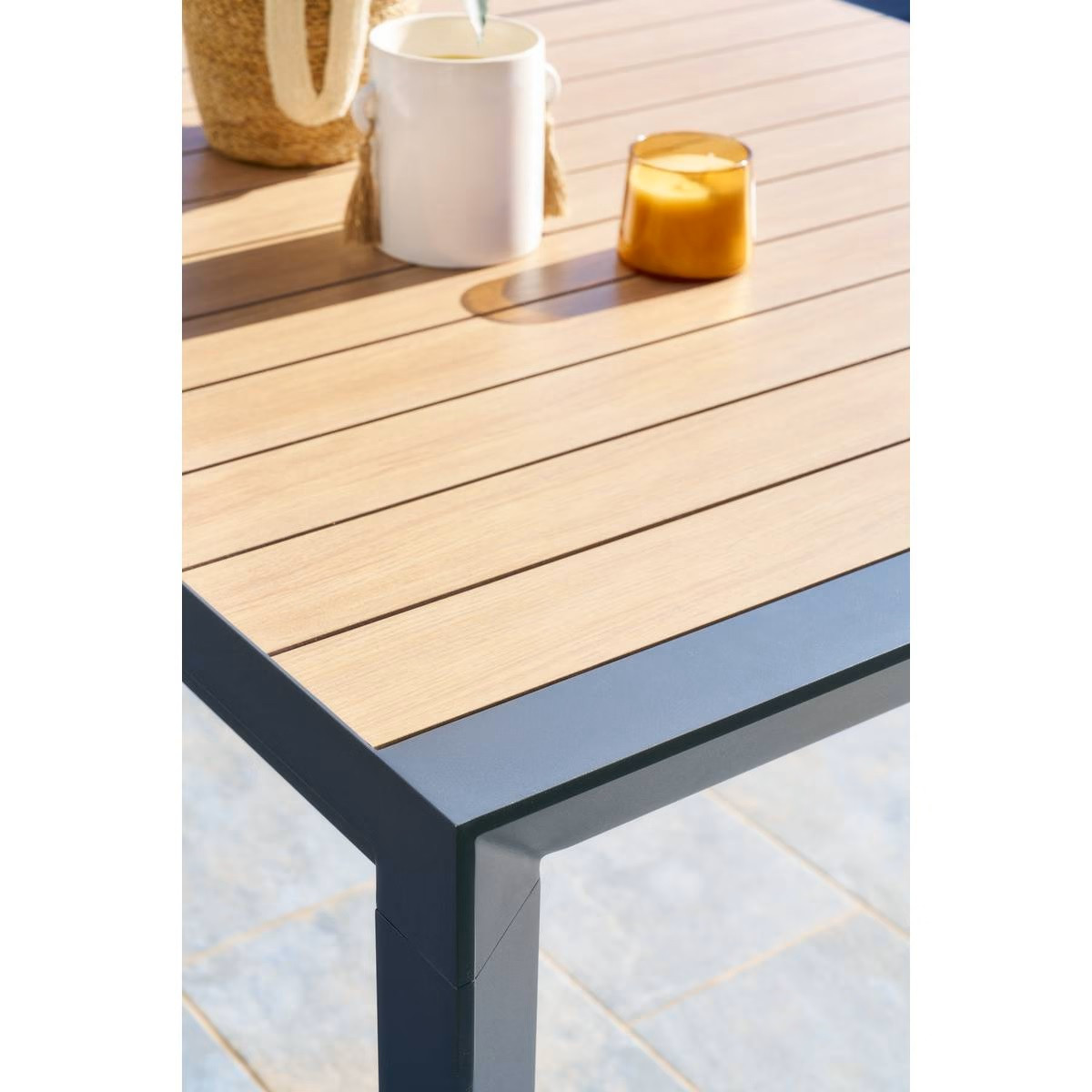 TAVOLO CM.214-274X110 CON 6 POLTRONE GRAFITE