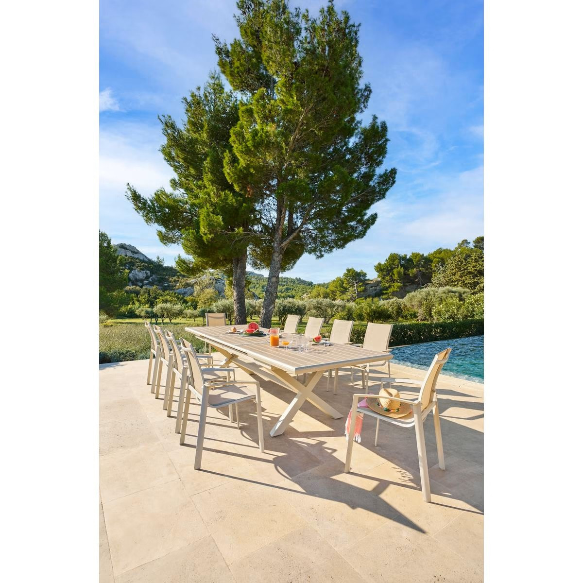 TAVOLO 220-280X113 C/6 POLTRONE ARGILLA