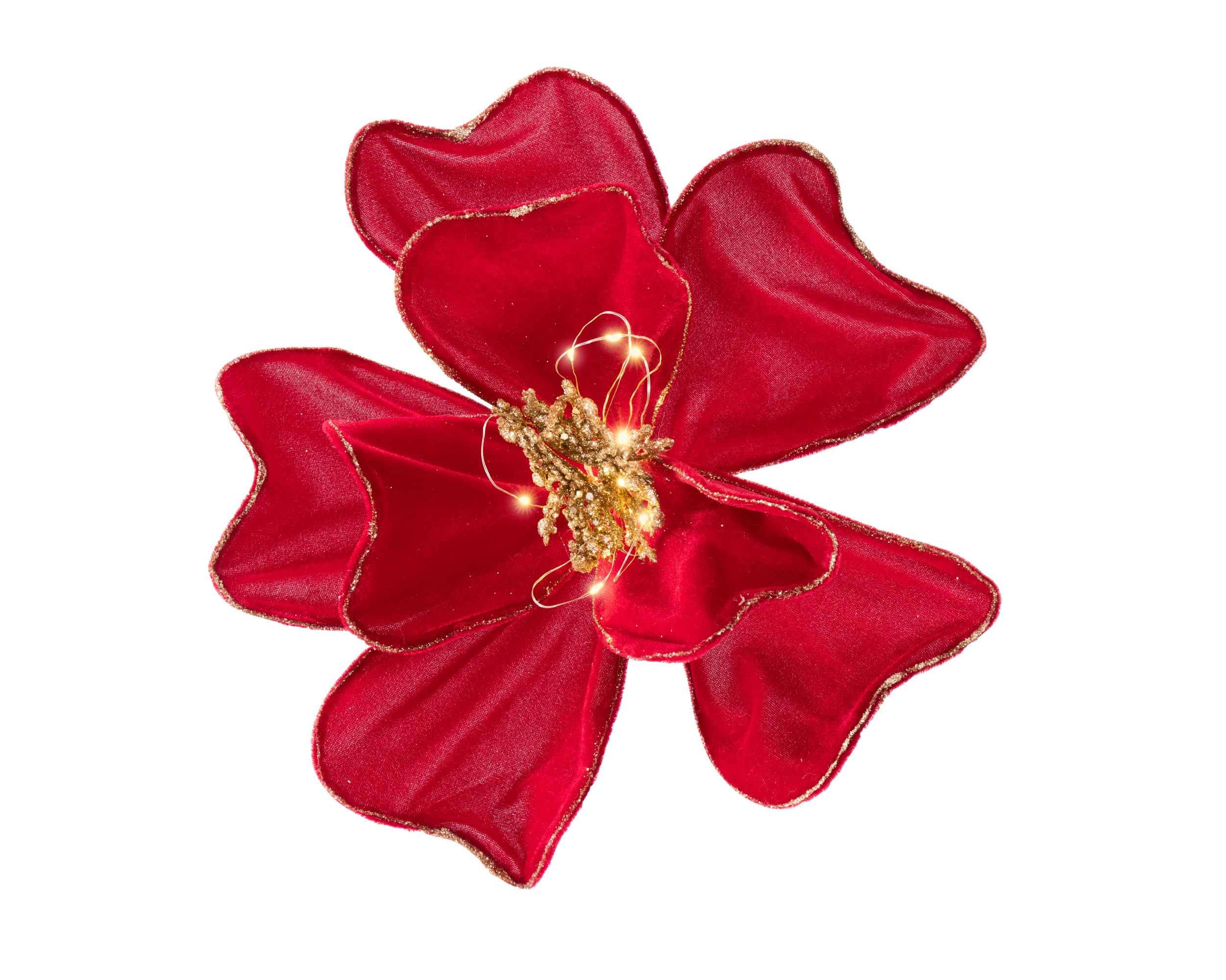 MICRO LED FIORE POLIESTERE VELLUTO ROSSO