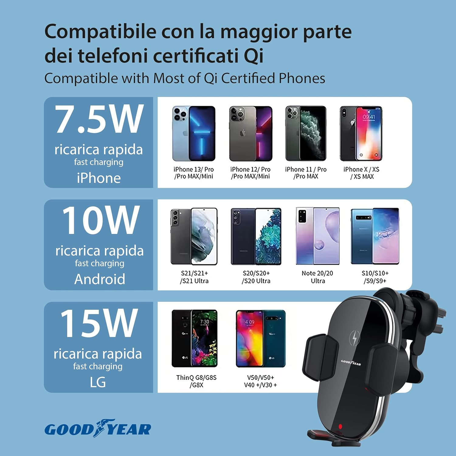 GOODYEAR PORTATELEFONO CON CARICA INDUZIONE