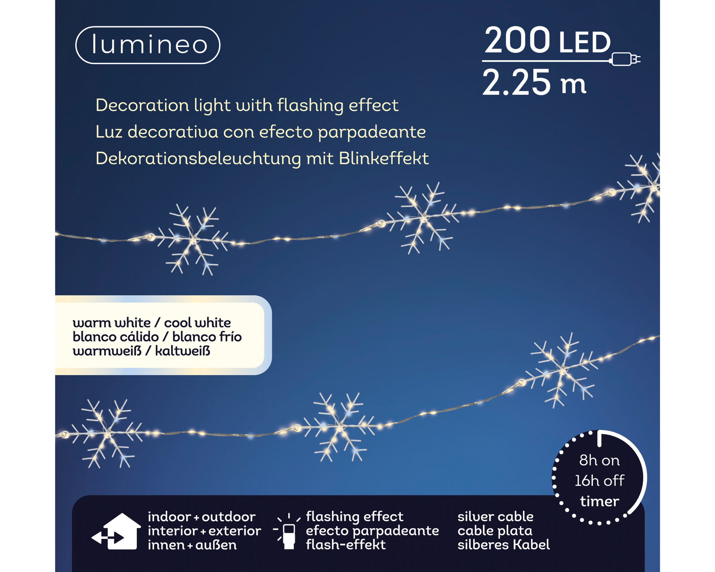 GHIRLANDA MICRO LED PER ESTERNO CM.225 LUCE CALDA