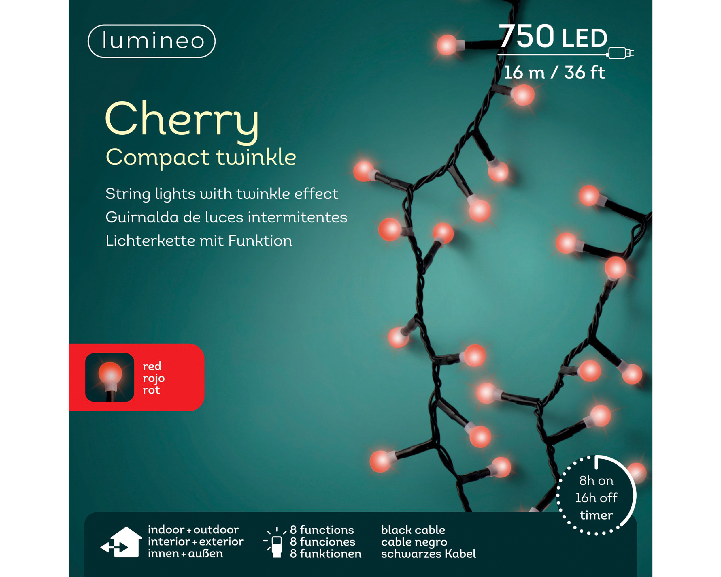 750LED A CILIEGIA 8 FUNZIONI ROSSO