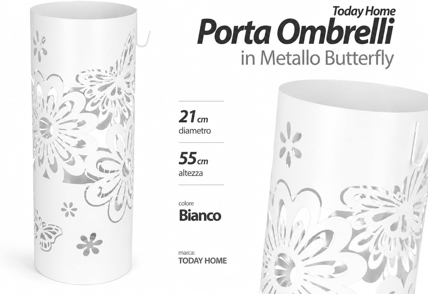 PORTAOMBRELLI BUTTERFLY  BIANCO DM.21X55H