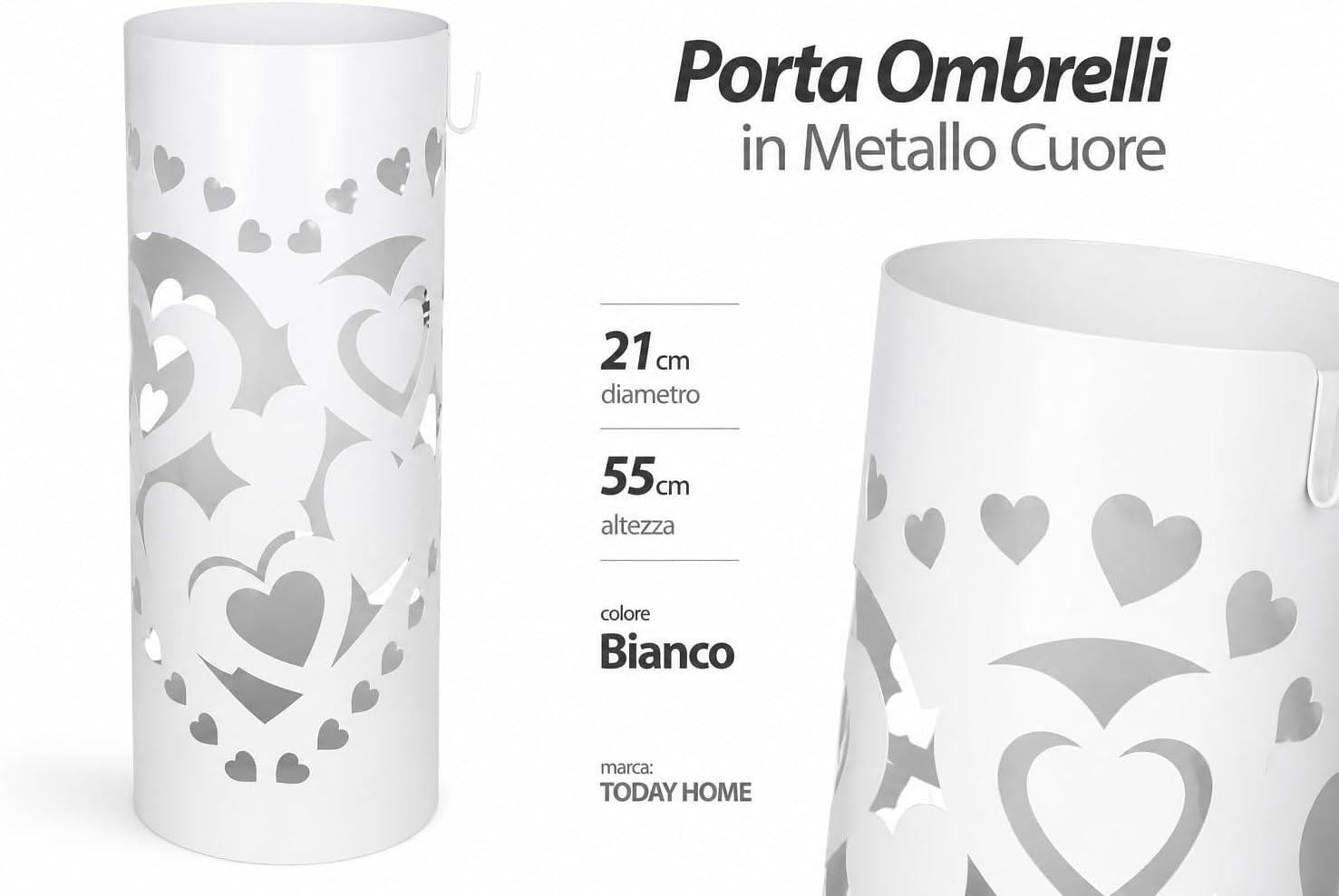 PORTAOMBRELLI CUORE BIAN. DM.21X55H