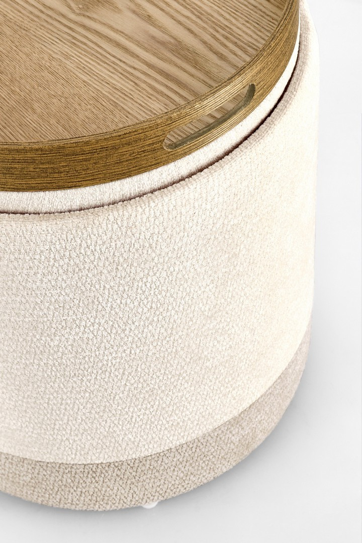 POUF DEVA CONT. C/VASSOIO NATURALE GRIGIO CHIARO