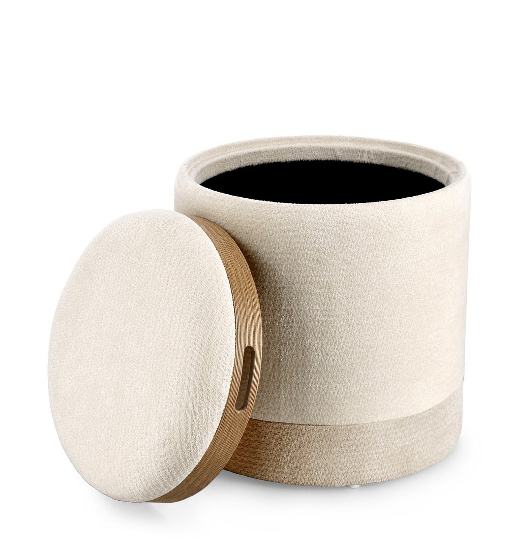 POUF DEVA CONT. C/VASSOIO NATURALE GRIGIO CHIARO