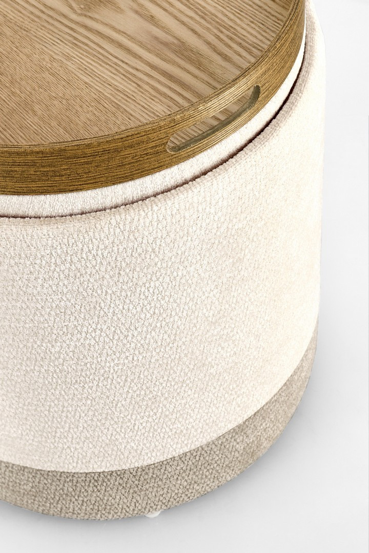 POUF DEVA CONT. C/VASSOIO NATURALE GRIGIO SCURO