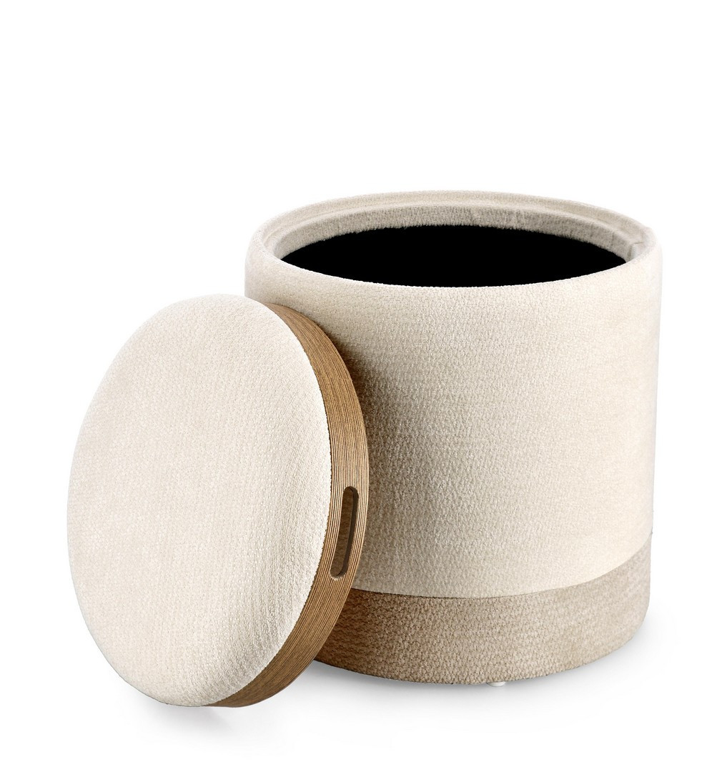 POUF DEVA CONT. C/VASSOIO NATURALE GRIGIO SCURO
