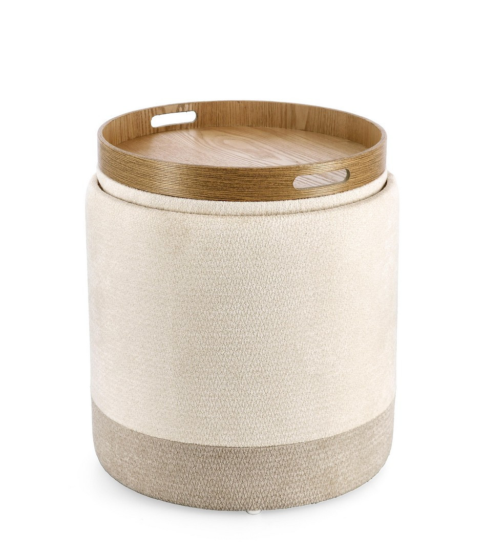 POUF DEVA CONT. C/VASSOIO NATURALE GRIGIO SCURO
