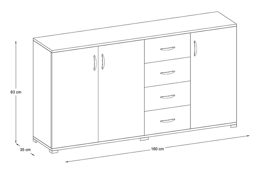 MOBILE SERVIZIO 3A+4 CASS.CM.160X83X35 NODO/BIANCO