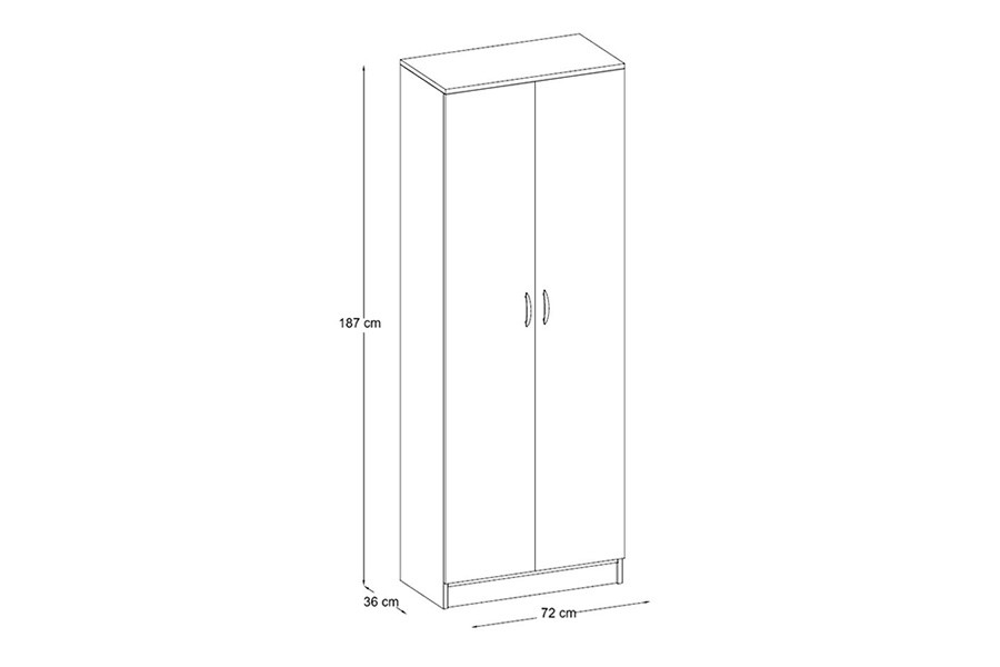 ARMADIO TUTTOPIANI CM.187X72X36 BIANCO/OLMO