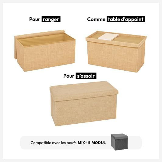 POUF PIEGHEVOLE CM.76X38X38 EFFETTO JUTA