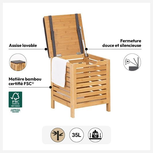 SGABELLO CONTENITORE BAMBÙ CM.35X49H