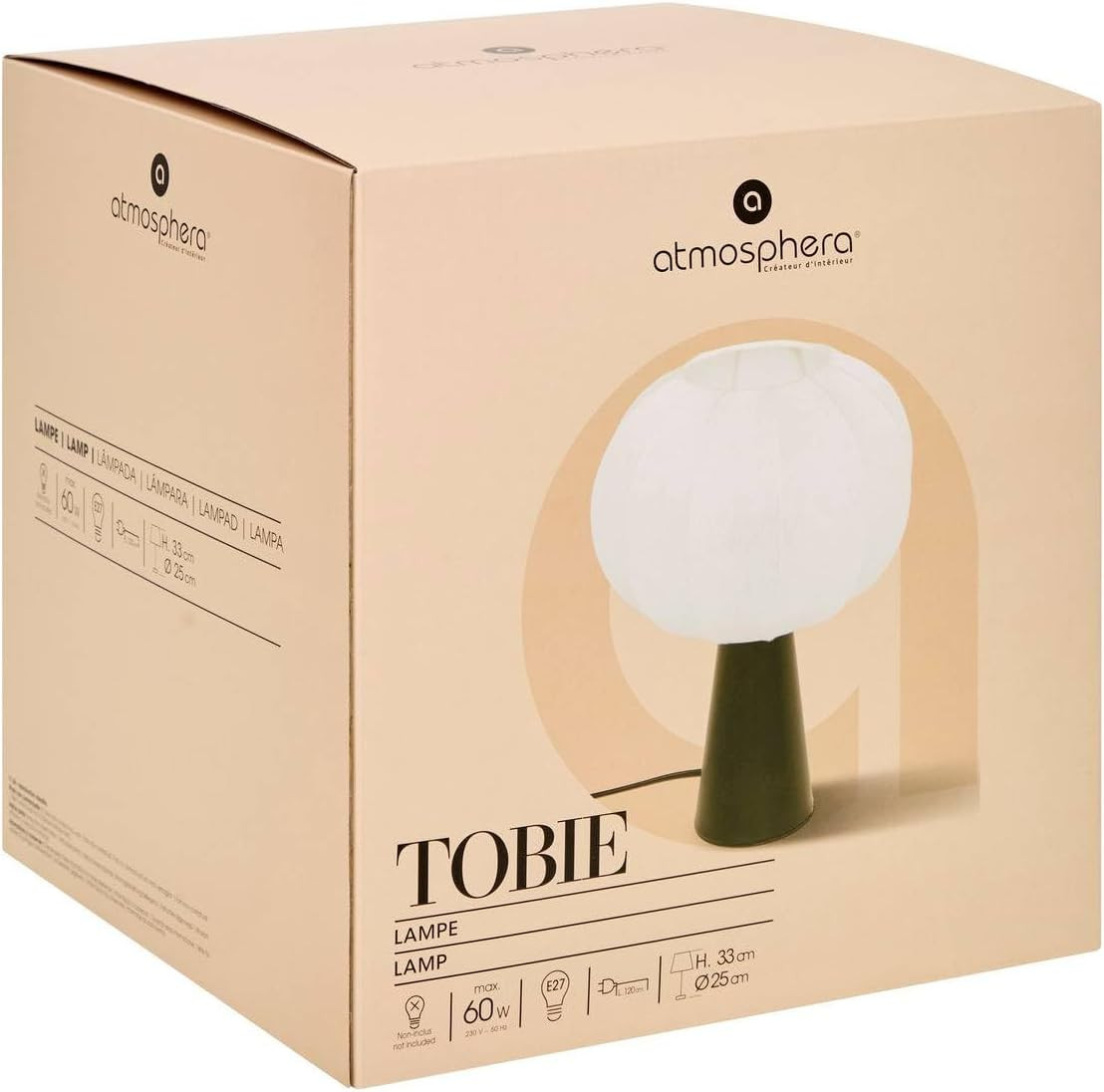 LAMPADA DA TAVOLO TOBIE H.33 BIANCO/NERO