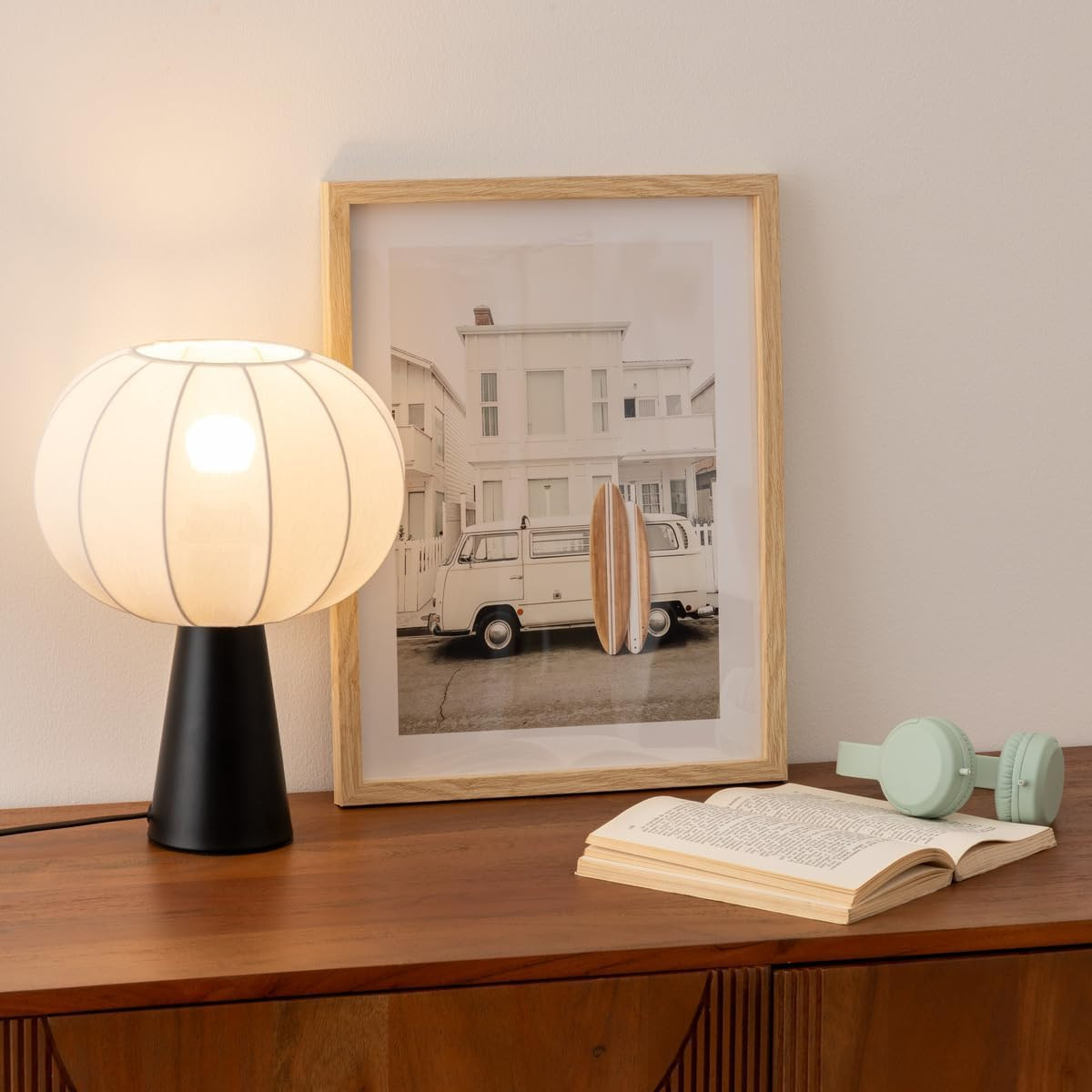 LAMPADA DA TAVOLO TOBIE H.33 BIANCO/NERO