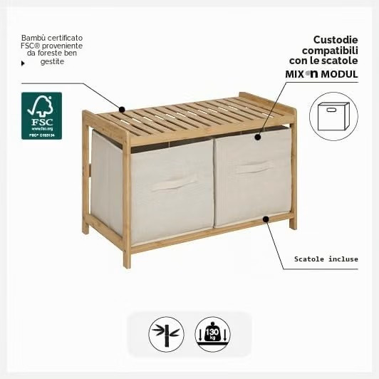 PANCA TIDY BOX 2COMPARTIMENTI BAMBU