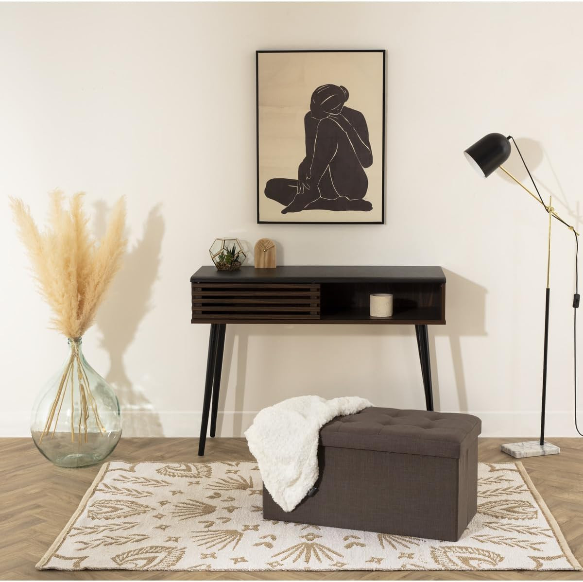 POUF PIEG.LYSANDRE CM.78X38X38H VELLUTO GRIGIO