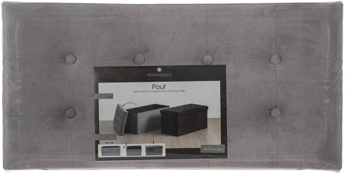 POUF PIEG.LYSANDRE CM.78X38X38H VELLUTO GRIGIO