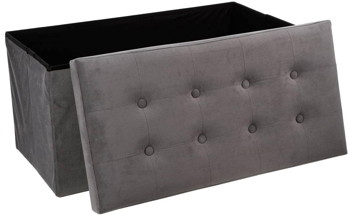 POUF PIEG.LYSANDRE CM.78X38X38H VELLUTO GRIGIO