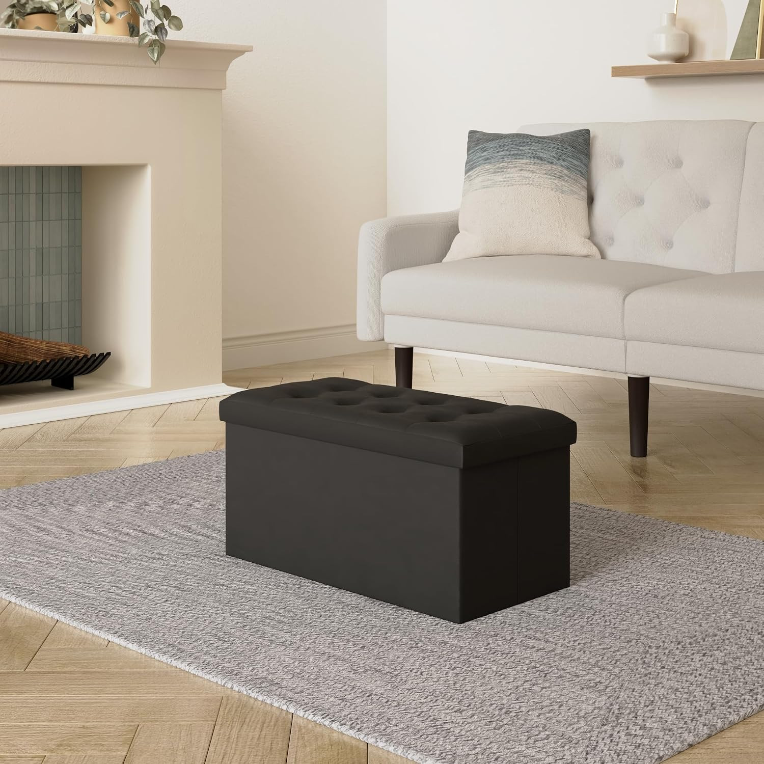 POUF PIEG.LYSANDRE CM.78X38X38H VELLUTO NERO