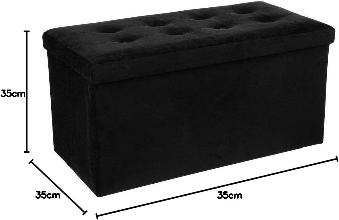 POUF PIEG.LYSANDRE CM.78X38X38H VELLUTO NERO