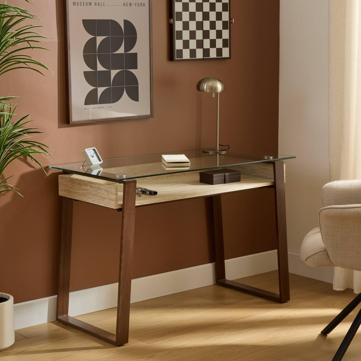 SCRIVANIA ARIRO CM.110 PIANO IN VETRO