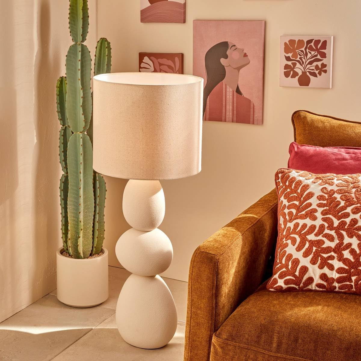 LAMPADA DA TERRA ALITHA H.100 CERAMICA BIANCA