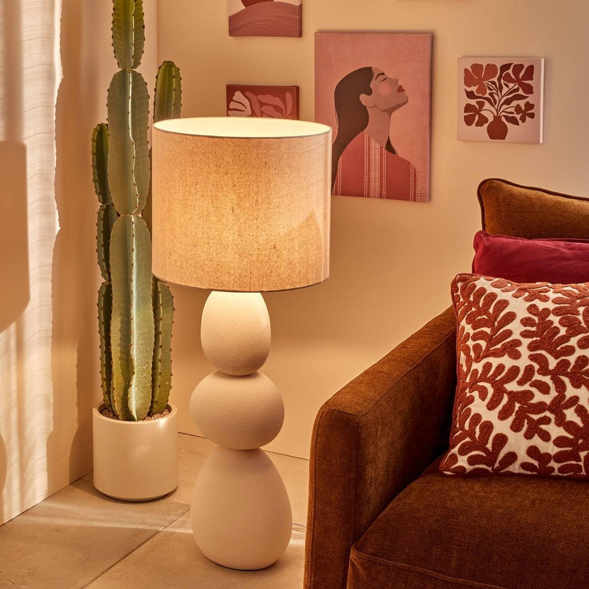 LAMPADA DA TERRA ALITHA H.100 CERAMICA BIANCA